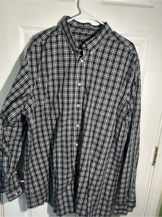 Eddie Bauer Other - Eddie Bauer DarkNavy & White Plaid Button-Down Shirt Mens XLT Tall Wrinkle Free